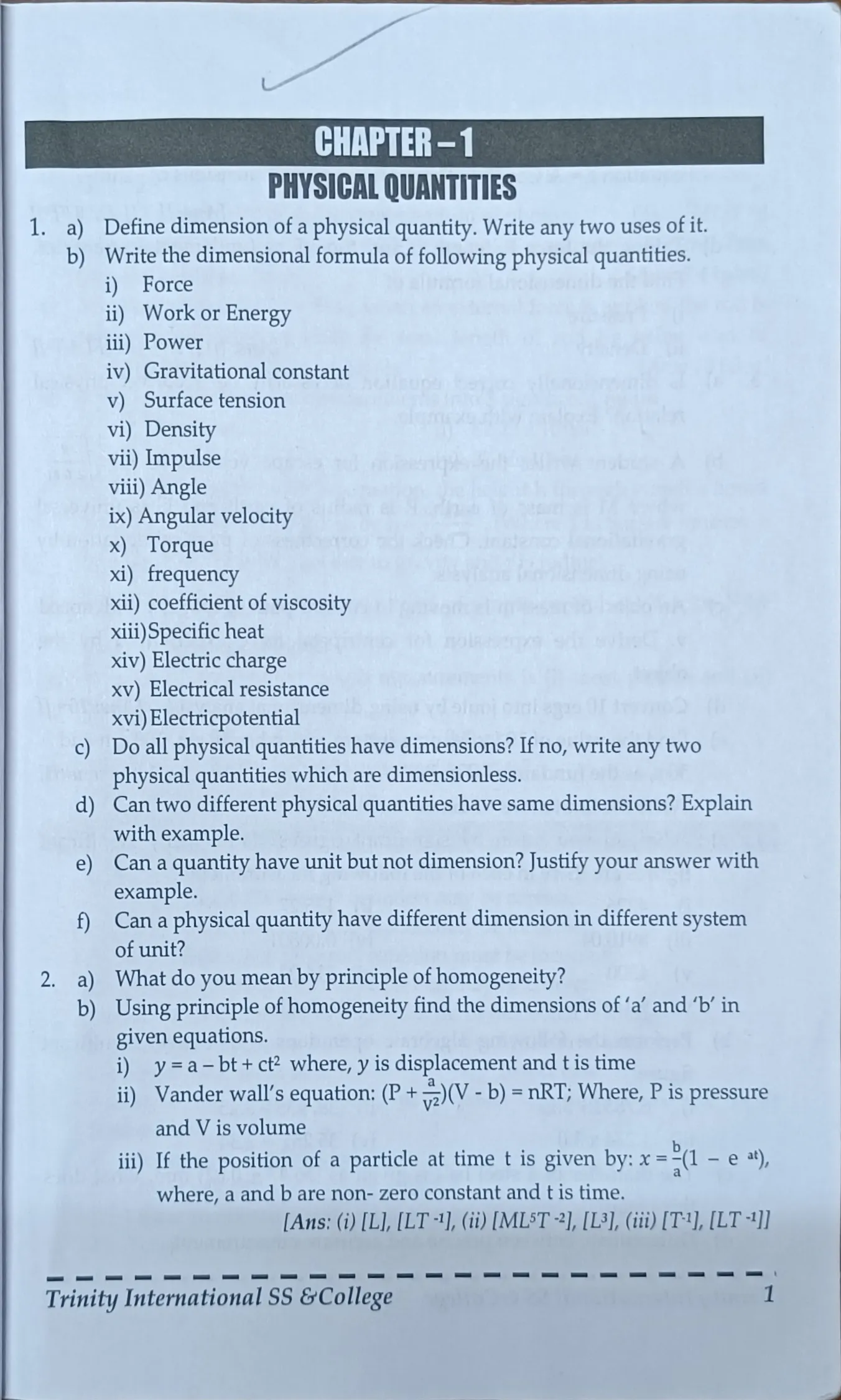 Physical Quantities Lesson 1 - Page 1